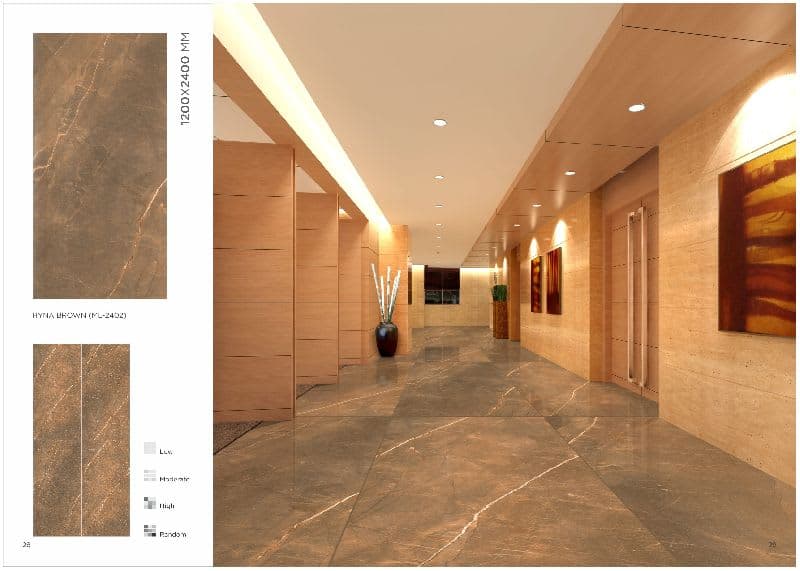 Extra Large Brown Marble Effect Polished Glazed Vitrified Tiles  1200*2400