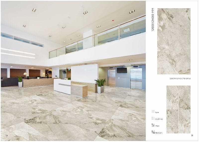 Extra Large Marble Effect Polished Glazed Vitrified Tiles 1200*2400