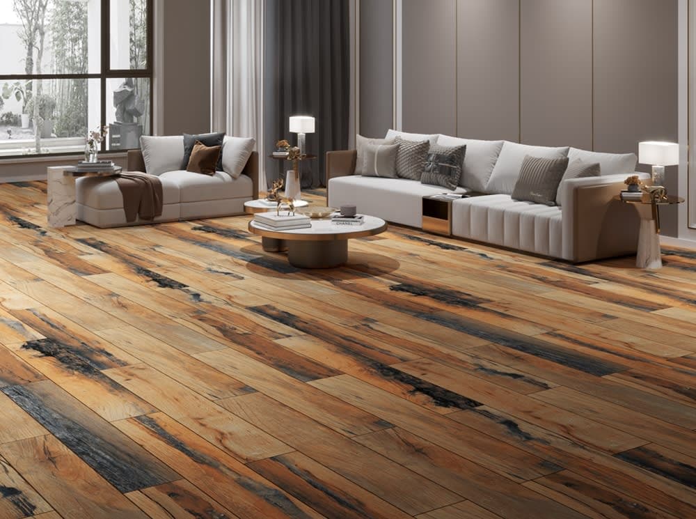 Burnt Wood Effect Porcelain Plank Floor Tiles 200*1200
