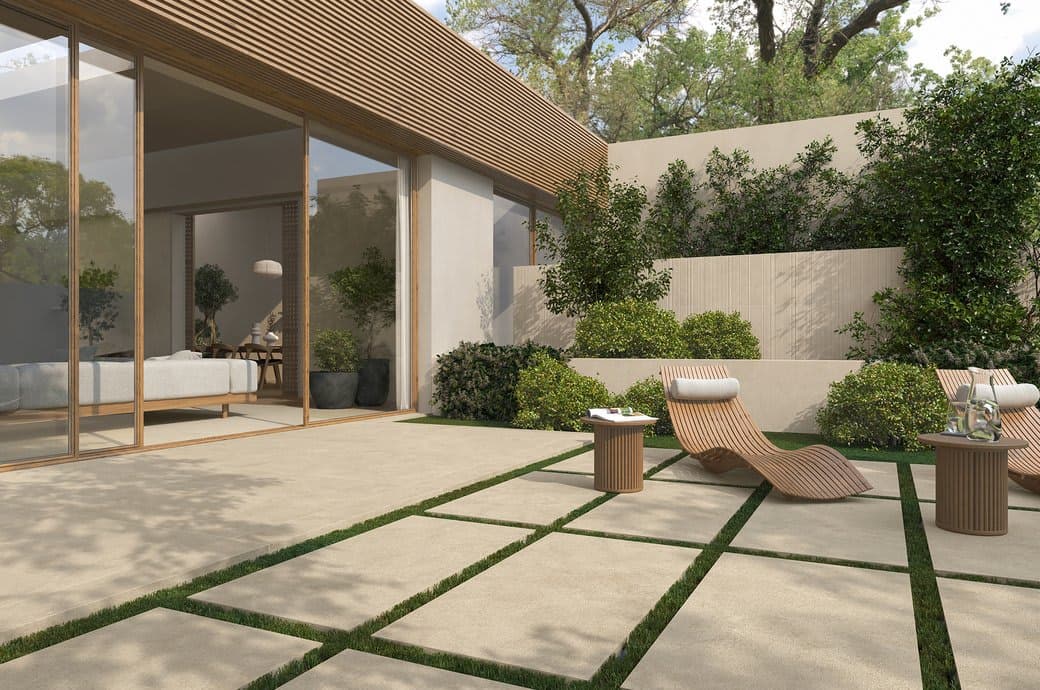 Beige Stone Effect Outdoor Porcelain Paving Tiles 300*600 