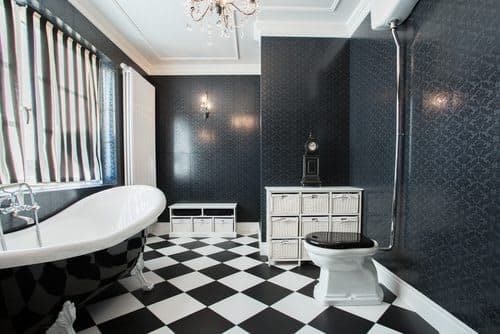 Black Patterned Glossy Ceramic Bathroom Wall Tiles 300*300 