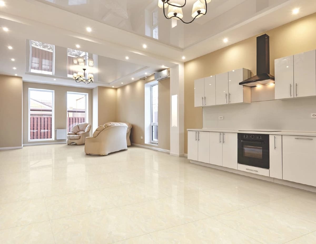 Cream Polished Vitrified Porcelain Floor Tiles 600*600