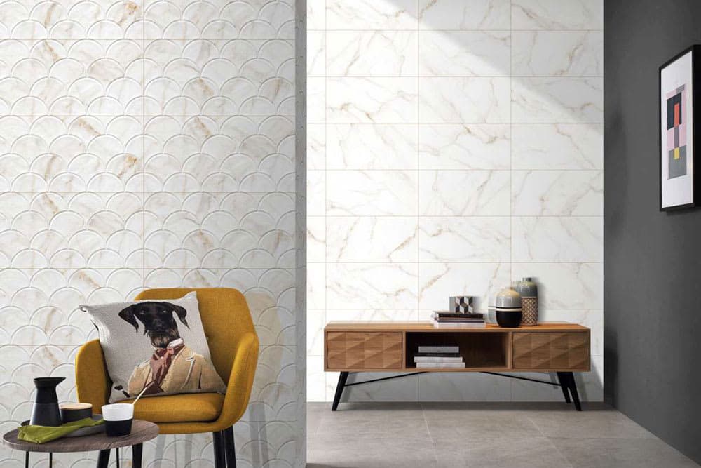 White Marble Effect Glossy Ceramic Wall Tiles 600*300