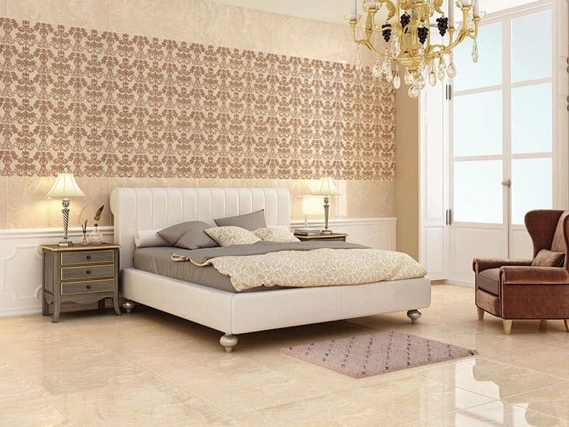 Beige Glossy Ceramic Bedroom Wall Tiles 300*600