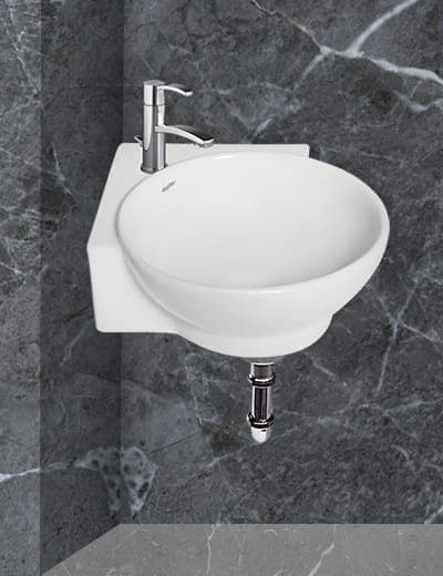 Wall Hung Ceramic Wash Basin with Single Tap Platform
