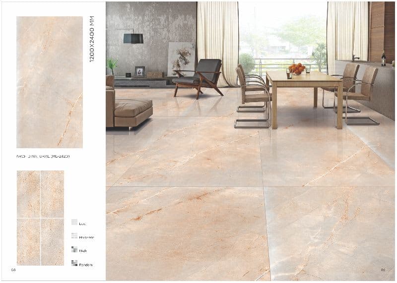 Extra Large Marble Effect PGVT (Polished Glazed Vitrified Tiles) 1200*2400